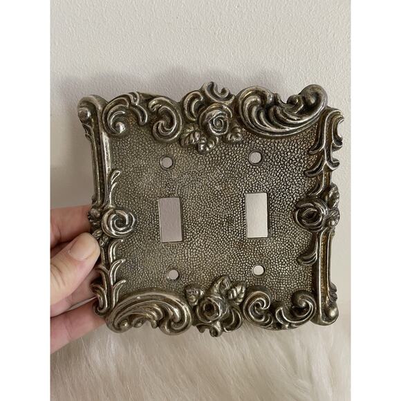 Vintage Brass Double Light Switch Cover Ornate 1967 American Tack Hardware 60TT - Picture 7 of 8